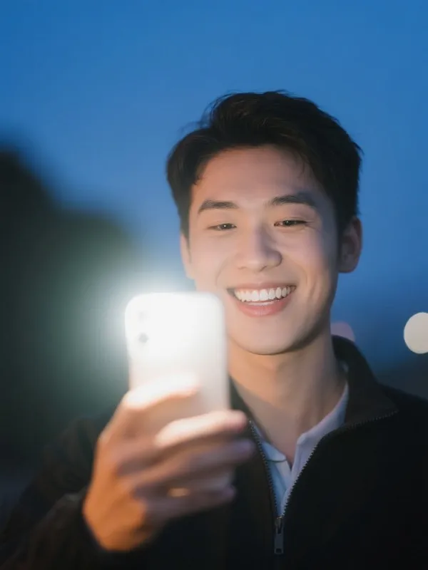 快乐的人使用手机