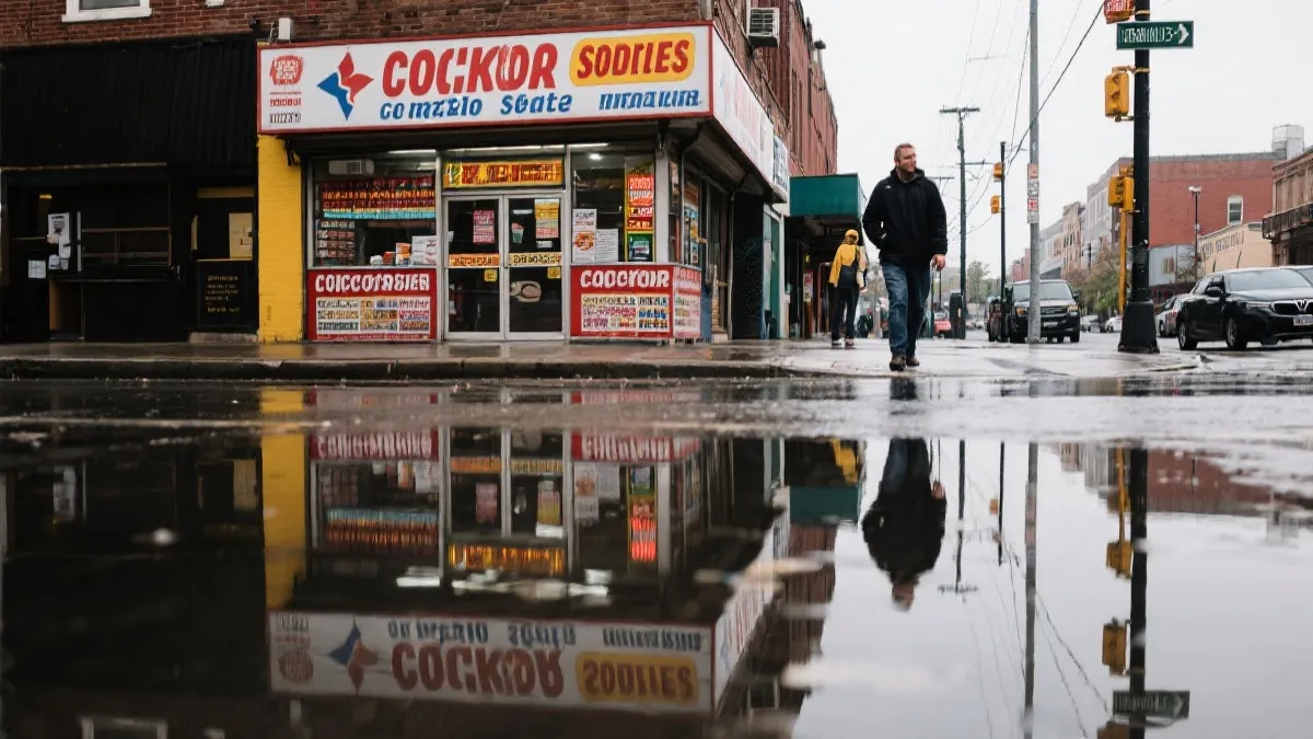 惠阳区街头的彩票销售站点外观与人流
